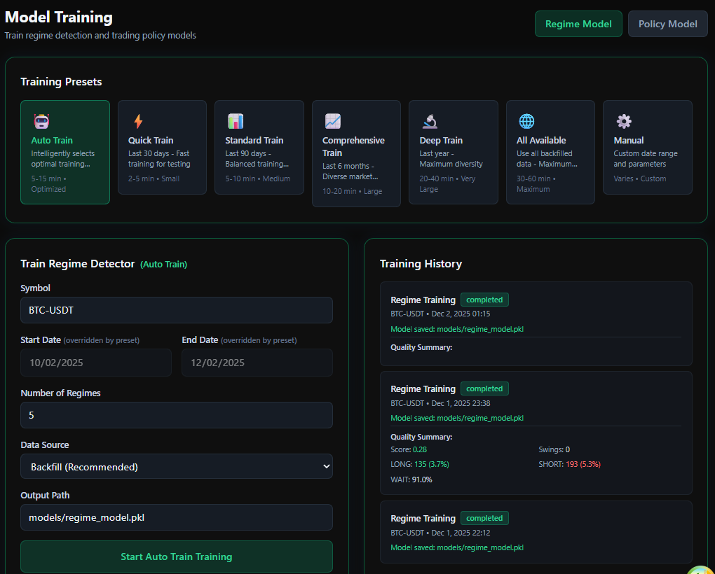 Model Training Interface
